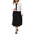 thumbnail image 2 of Agnes Orinda Women's Plus Size Cropped Faux Fur Jacket Lapel Collar Open Front Long Sleeve Soft Fluffy Coat Warm Elegant Wedding Outerwear  3X White, 2 of 6