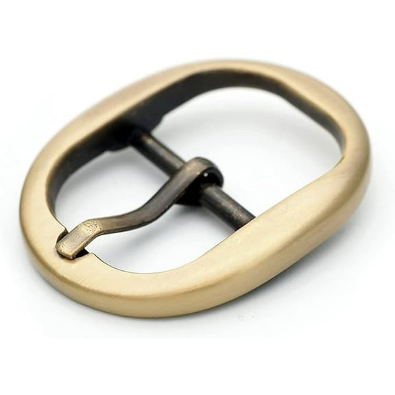 4pcs 1 Inch Single Prong Belt Buckle Square Center Bar Buckles Leather Craft Accessories L4153 (Brushed Brass)