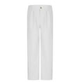 thumbnail image 4 of RYDCOT Men's Casual Cotton and Linen Pants Elastic Waist Slim Fit Lightweight Straight Tube Business Trousers Pants with Pockets White, 4 of 6