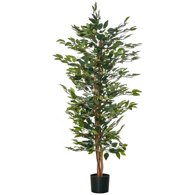 HOMCOM Arbre de Ficus Artificiel de 5 Pieds pour Décoration Intérieure