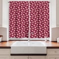thumbnail image 2 of Ambesonne Garden Kitchen Curtains, Ribbons with Flowers Plot, 55"x36", Raspberry Pale Yellow, 2 of 3