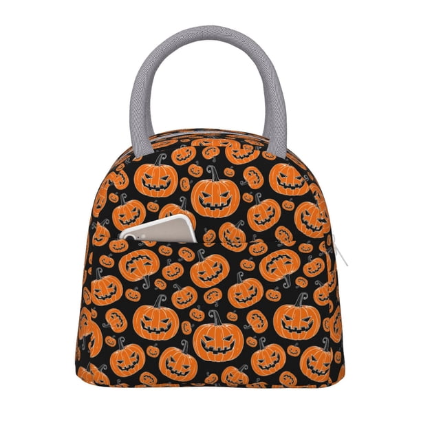 Easygdp Halloween Pumpkins Bolsa de Almuerzo Insulada Grande, Forro de Aluminio, Diseño Espacioso, a Prueba de Fugas, Ideal para Trabajo, Picnics, Viajes y Actividades al Aire Libre