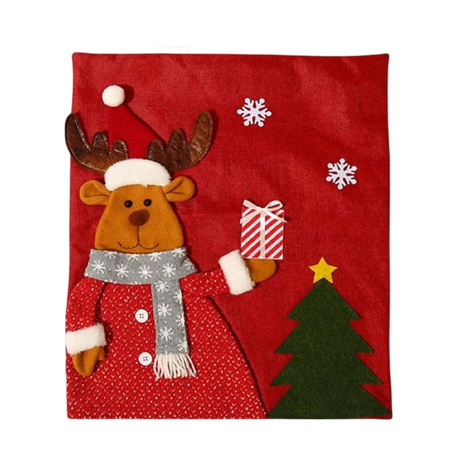 Bearachild Funda de silla de decoración de Navidad, funda de de comedor, calcomanía de Hotel para el hogar, accesorios para el hogar a prueba de Kits de decoración para fiestas Patrón de ciervo Bearachild HA069924-03