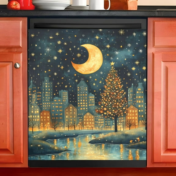 Ryvnso Christmas Night Dishwasher Magnetic Refrigerator Magnet Cover Kitchen Home Decorative 23"x26"
