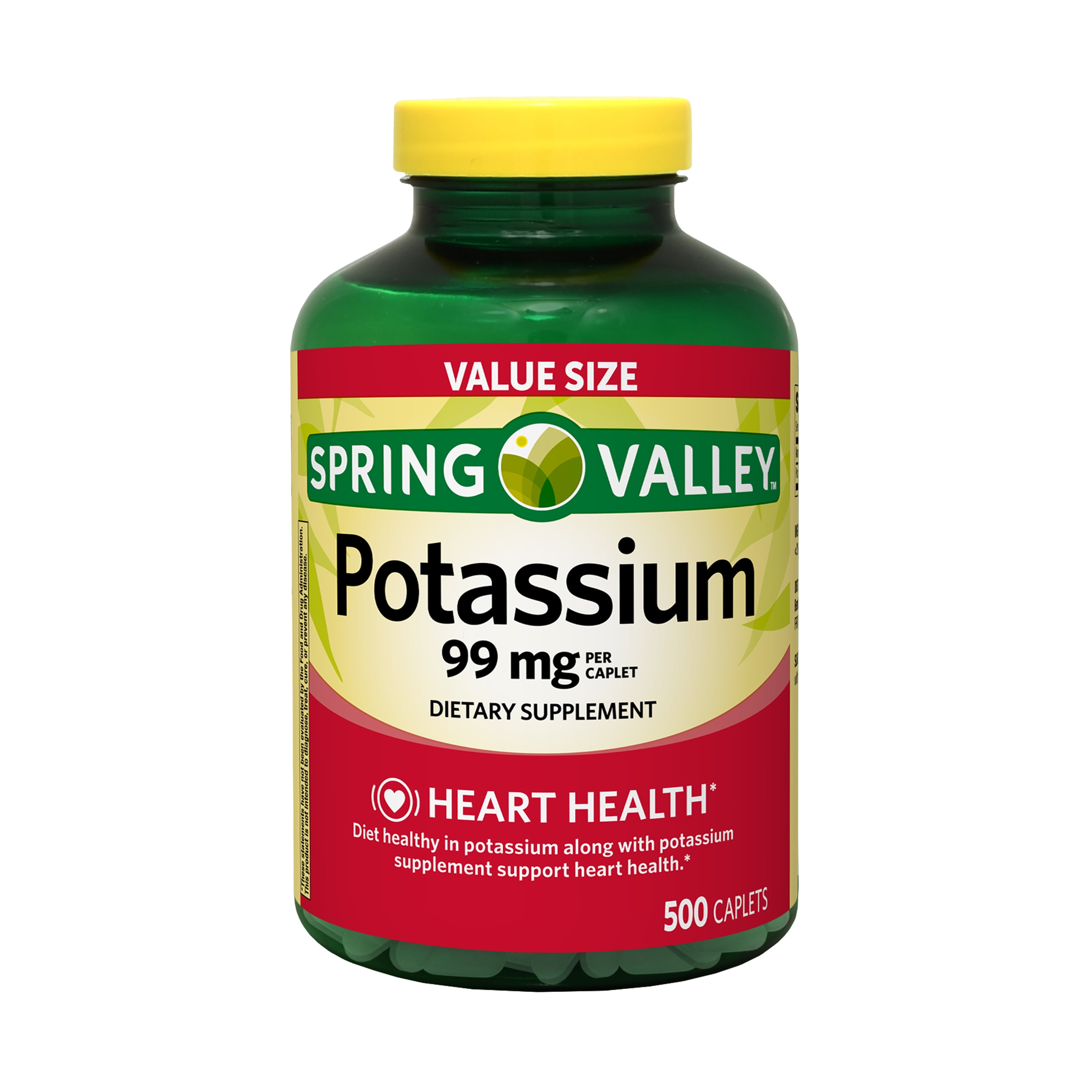 Spring Valley Potassium Caplets Dietary Supplement Value Size, 99 mg