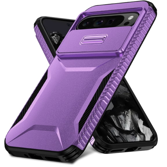 Allyechgroup Google Pixel 9A Case, Sliding Camera Lens Protective Heavy Duty Shockproof Anti-Scratch Bumper Protective Phone Case for Google Pixel 9A, Purple