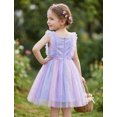 thumbnail image 6 of IBTOM CASTLE Toddler Girl Birthday Butterfly Dress Sequins Flower Girl Dress Tulle Tutu Formal Party Dress, Star Sequins Pageant Wedding Dress Purple, 6 of 7