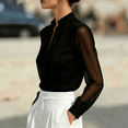 thumbnail image 6 of Satingcolo Women's Sheer Button Up Blouse Tops Dressy Business Casual Fall Mesh Long Sleeve Button Down Work Shirt Top, 6 of 6