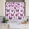 thumbnail image 2 of Purple Butterfly Curtain Valances Set Cartoon Cute Style Kitchen Curtains 24&nbsp;inch Length Rod Pocket Valance and Tiers 3 Piece Set Small Bedroom Bathroom Laundry Decor, 2 of 9