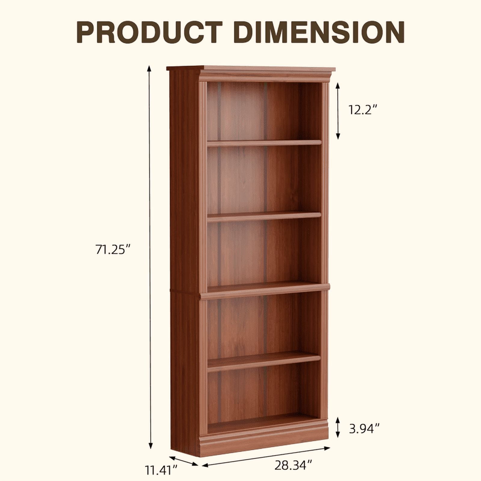 Vineego 5-Shelf Corner Bookcase - Sturdy Red Storage for Home Office, Living Room