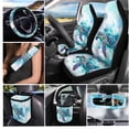 thumbnail image 2 of Yuyamidu Blue Sea Turtle Car Seat Cover Set of 15 Cute Steering Wheel Cover Seat Belt Strap Pads Cup Coasters Trash Bag Air Vent Storage Bag Rearview Mirror Cover Keychain Auto Interior Set, 2 of 7