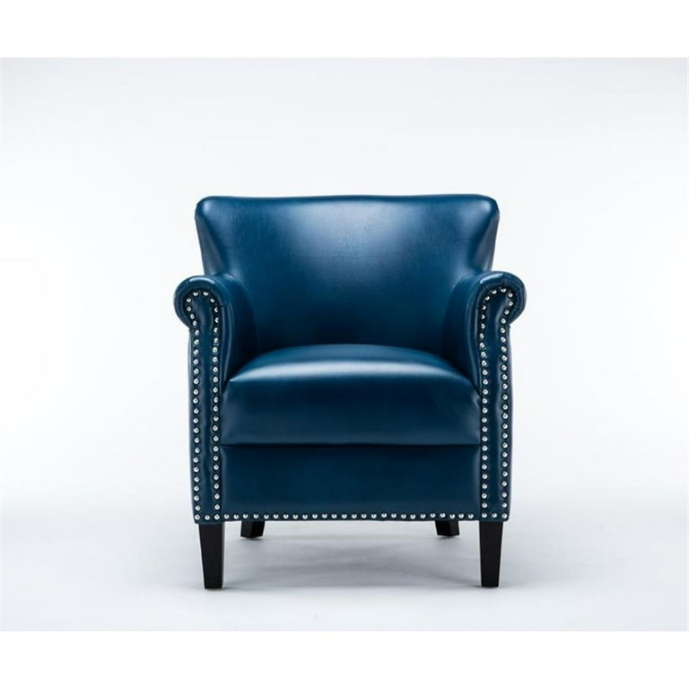 Blue faux leather accent chair discount