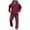 Wine, variant on Lounge Sets for Men Casual Full Zip Up Jacket Hooded Sports Solid Color Long Sleeve Jacket and Trousers Two-Piece Elastic Waist Tracksuit Casual Oversize Solid Color Sport Clothing Sets