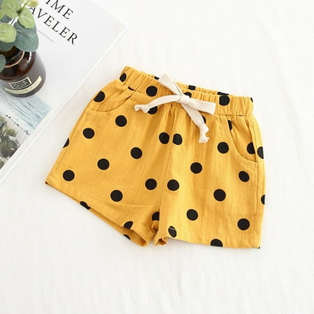 

Cathalem Girl Outfits Size 14 Linen Boys Girls Kids Shorts Dot Polka Toddler Waist Pocket Baby Elasticated Girls Athletic Clothes Shorts Yellow 4-5 Years