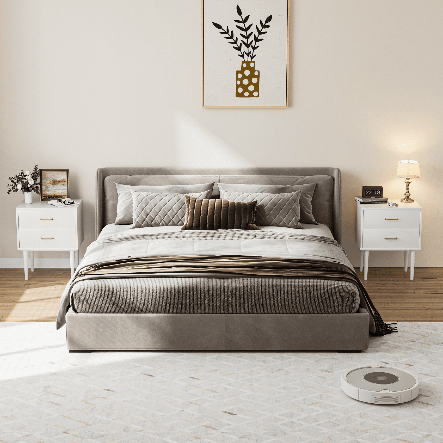 Semiocthome Nightstand with 2 Drawers, Bedside Table for Bedroom, End Tables for Living Room, White
