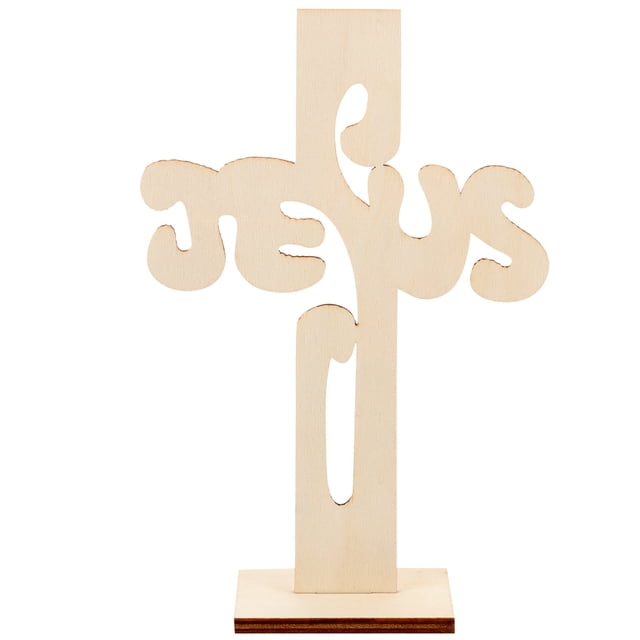 10 piezas de cruz de madera para decoración de cruces de madera, figura decorativa de cruz, artesanía de cruz