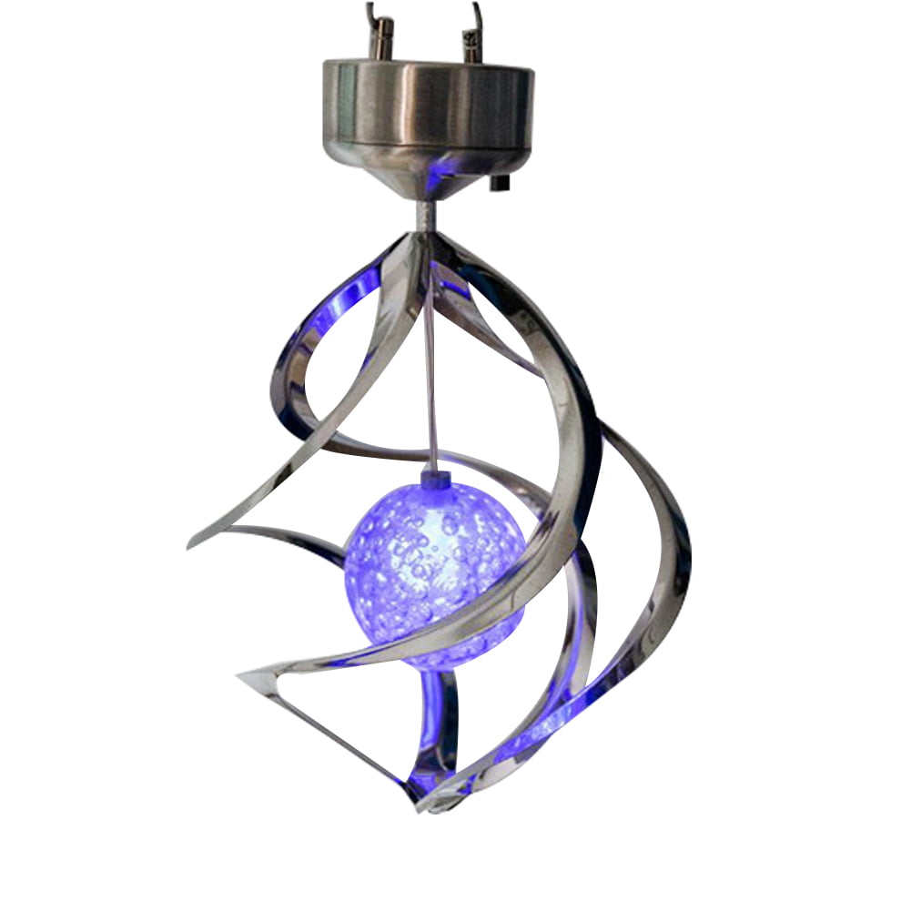Solar Power LED Light Wind Spinner Chimes Spiral Garden Courtyard Hanging Lamp 