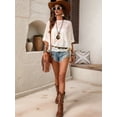 thumbnail image 6 of Gynyvoja Women'S See Through Sheer Lace Summer Tops Crew Neck Short Sleeve T-Shirts White M, 6 of 8