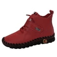 thumbnail image 2 of Dakaela Women's Leather Ankle Boots with Arch Support Comfortable Hand-Stitched Soft Sole Slip On Chukka Booties High Top Sneakers with Hook and Loop Size 6-9, 2 of 8