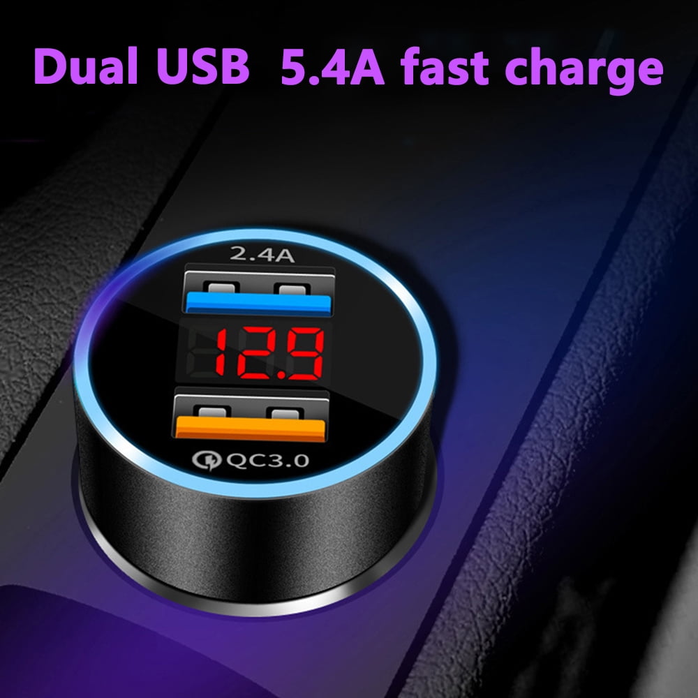 USB Car Charger - [All Metal] Dual QC 3.0 Port 30W Fast Car Charger Adapter Mini Cigarette Lighter USB Charger Quick Charge Compatible
