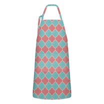 Red Teal Checkerboard Checkered Pattern Apron-Garden Aprons for Women with Pockets-Cotton Linen Waterproof Kitchen Cooking Gardening Aprons Adjustable for Kitchen,Cooking,BBQ and Salon 33x27 Inch