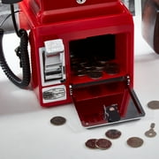 Ryan Bros. American Retro 1950s Payphone with Coin Bank Wall-Mount Corded Phone (Red)