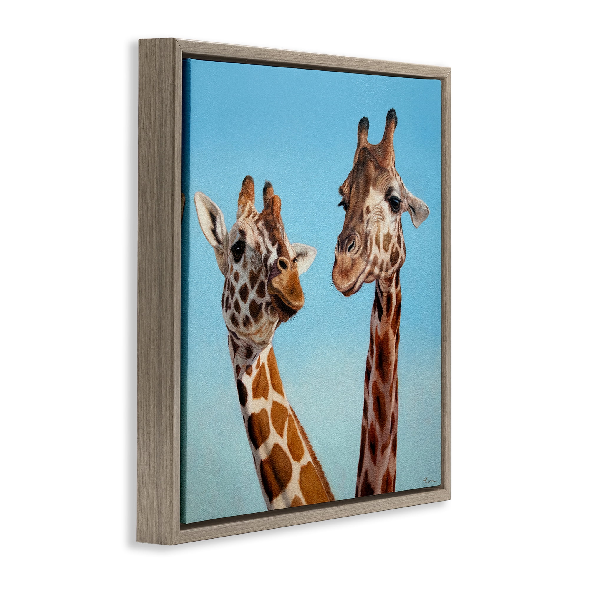 Stupell Industries Romantic Soulmate Giraffes Brown Framed Floater Canvas Wall Art, design by Lucia Heffernan