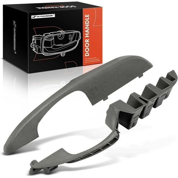 A-Premium Front Left Driver Side Interior Door Pull Handle Complete Armrest Compatible with 2003-2015 Chevy Express GMC Savana 1500 2500 3500 Van, Gray, Replace# 10388390, 25750064