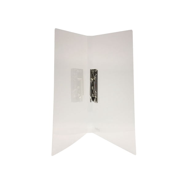 Carpeta con Palanca Oxford, tamaño carta, color blanco translúcido, para 60 hojas, palanca metálica para sujeción de documentos.