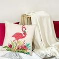 thumbnail image 3 of Christmas Farmhouse Pillow Cover Flamingos Wear Santa Hats Decorative Home Cushion Cover Cotton Linen 20x20 Inch Flowers Outdoor Decor for Sofa Couch Pillowcase (Winter Flamingo), 3 of 6