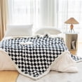 thumbnail image 2 of Sherpa Throw Blanket Fleece Blanket with Checkered Pattern Soft Thick Blanket for Couch, Bed, Sofa Luxurious Warm and Cozy for All Seasons (Black, 60"x80"), 2 of 6