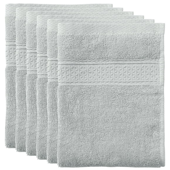 REGALWOVEN Ensemble de 6 Linges à Vaisselle de Cuisine en Coton, Gris Pâle 6