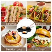 Carote 4-Cup Nonstick Egg and Burger Pan, Breakfast Skillet with Divided Sections, Induction Compatible (Black)