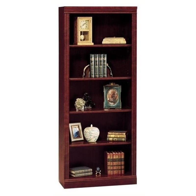 Bowery Hill 5 Shelf Wood Bookcase in Harvest Cherry