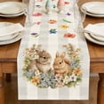 thumbnail image 5 of AZXY Easter Table Runner 13"x71" Table Runner with Watercolor Double Bunny Floral Wreath Plaid Design, Spring Easter Table Decorations for Home Kitchen Dining Coffee Table Easter Party Decor, 5 of 7