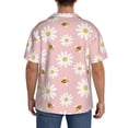 thumbnail image 3 of Uemuo Daisy And Bee Pattern Cotton Linen Short Sleeve Shirts,Casual Lightweight Button Down Shirts,Vacation Beach Summer Tops-3X-Large, 3 of 7