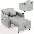 thumbnail image 3 of YODOLLA Sleeper Chair, 38" Extra-Wide 3-in-1 Convertible Pull-Out Single Sofa with Adjustable Backrest and Cup Holder, Light Grey（One  PC）, 3 of 12