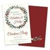 Personalized Holly Wreath Holiday Party Invitation