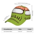 thumbnail image 2 of Honeii Fresh Sushi Print Hat, Women's Baseball Hat Unisex Fit, Baseball Cap,Adjustable One Size, 2 of 6
