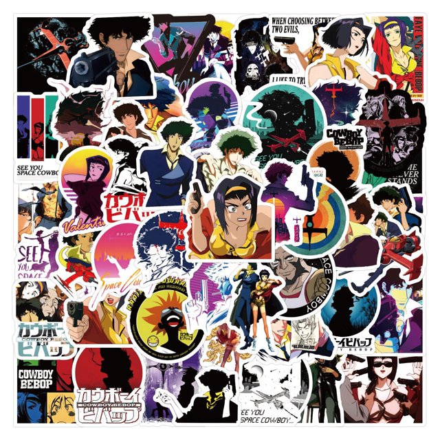 Pegatinas Cowboys Bebops de vinilo impermeable para anime, 60 unidades