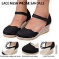 thumbnail image 3 of Rokment Espadrilles Platform Wedges Closed Toe Dress Sandals for Women Beach Summer Vintage Comfortable Lined Ankle Strap High Heels Casual Dressy Shoes Spring Black Size 6, 3 of 6