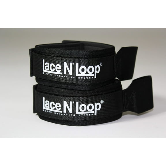 Midnight Black (white logo) Lace N Loop Straps (Pair)