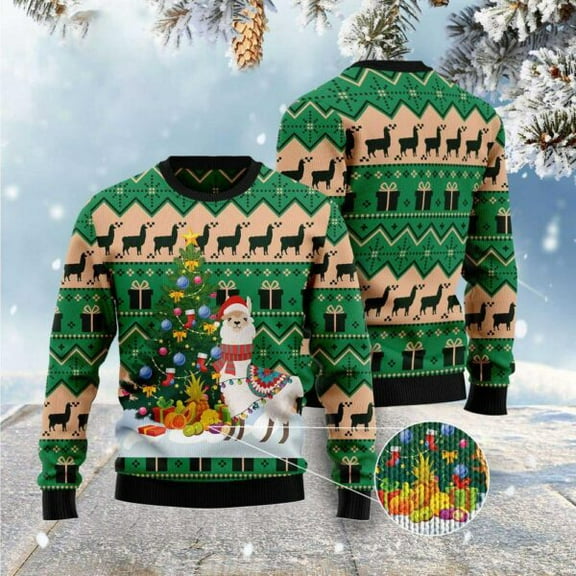Christmas Tree Llama Christmas Sweater, Xmas Tree Sweater, Christmas Sweater