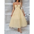 thumbnail image 5 of Women Casual Summer Maxi Sundress Spaghetti Strap Bow- Tie Flowy Boho Beach Long Dress 2025 Yellow XL, 5 of 7