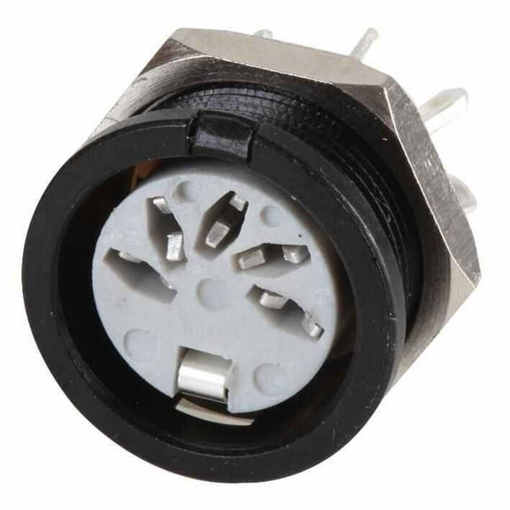 DELTRON ENCLOSURES - Circular DIN Socket, 5 Pin 180 Degree