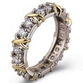 thumbnail image 1 of Anillo De Banda Exquisito Anillo X De Dos Colores Anillo Cruzado De Diamante Completo Anillo De Banda De Platino Anillo De Promesa Para Mujer Chica Methold AP006377-02, 1 of 6