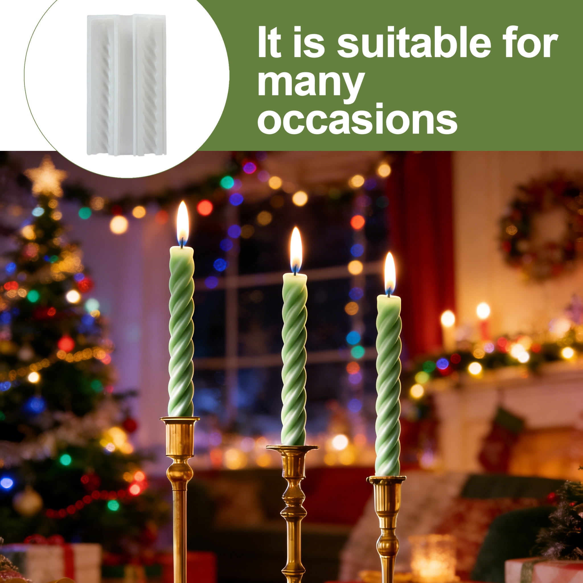3PCS Long Twisted Silicone Candle Molds, 3D Pillar Candle Molds for Aromatherapy Candle Soap Wax Making, Unique Rod Resin Molds Silicone, DIY Epoxy Casting Clay Craft Candle Decoration Ornament Mold