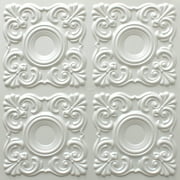 Dundee Deco's Modern Pearl White Shapes Glue Up Ceiling Panels, 2 ft. X 2 ft. (4 sq ft.) each, Pack of 25