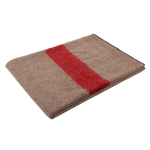 Rothco Swiss Style Wool Blanket, Tan/Red Stripe