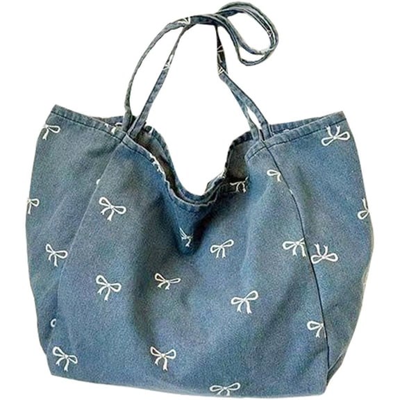 Denim Shoulder Bag Denim Crossbody Bag Denim Tote Bags Women's Retro Large Canvas Shoulder Bag Casual Style Lightweight Bag